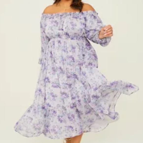 ARULA Dresses & Skirts - Arula | Off the Shoulder Natalie Purple Floral Maxi Dress Peasant Cottagecore